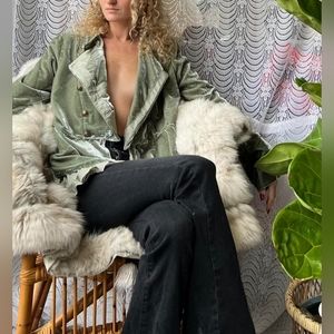 NWT  FREE PEOPLE SAGE GREEN VELVET JACKET XL